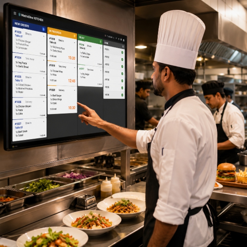 MatrixDine kitchen display panel (KDS)