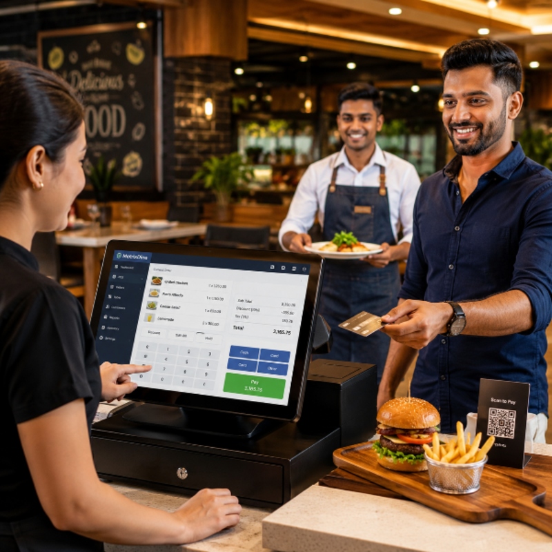 MatrixDine POS billing screen for restaurants